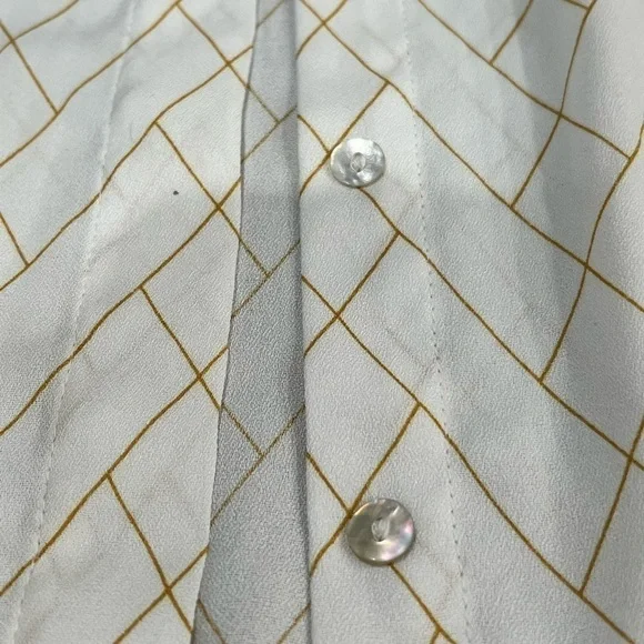 A New Day White Sheer Button Up Long Sleeve Shirt w/ Yellow Plaid Pattern Size S - Picture 11 of 11